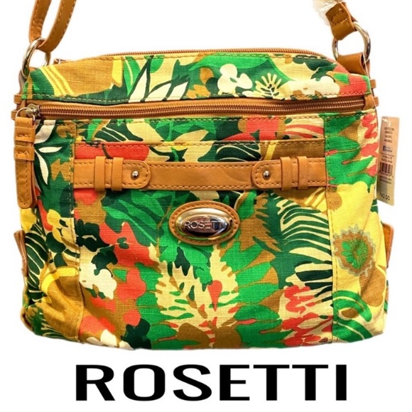 New Rosetti Green Yellow Tropical Bliss Triple Play Carly Mini Crossbody Bag - Picture 2 of 16
